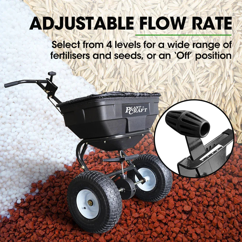 PLANTCRAFT Walk Behind Broadcast Spreader 56kg 60L Seed Lawn Fertiliser - Mekamart Australia