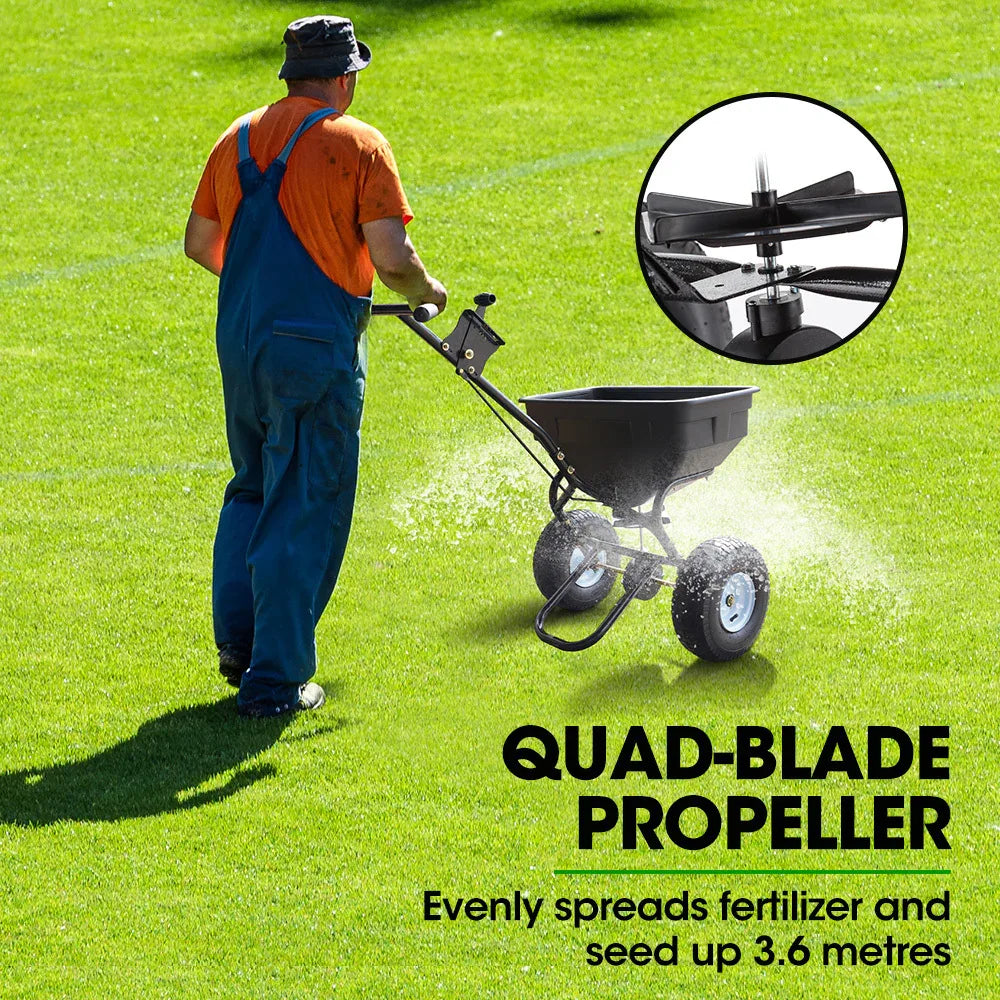 PLANTCRAFT Walk Behind Broadcast Spreader 56kg 60L Seed Lawn Fertiliser - Mekamart Australia