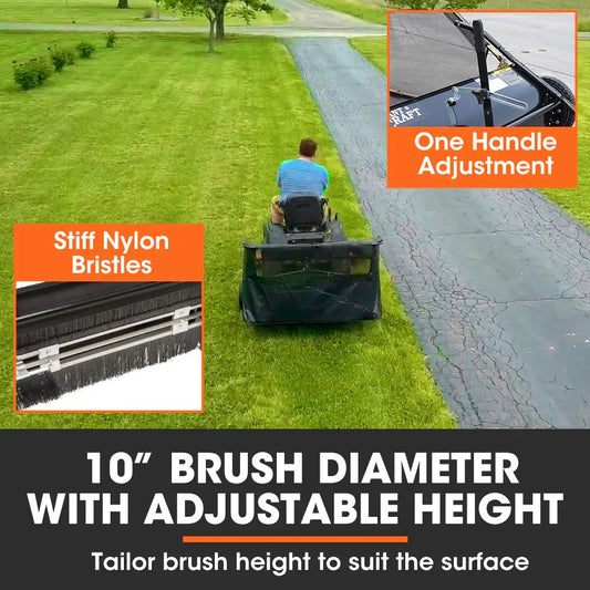 PlantCraft Lawn Sweeper 38" Wide, Tow Behind Leaf and Grass Clipping Collector, Universal Hitch for Ride on Mower, Garden Tractor - Mekamart Australia