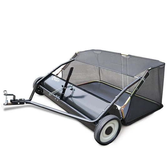 PlantCraft Lawn Sweeper 48" Wide, Tow Behind Leaf and Grass Clipping Collector, Universal Hitch for Ride on Mower, Garden Tractor - Mekamart Australia