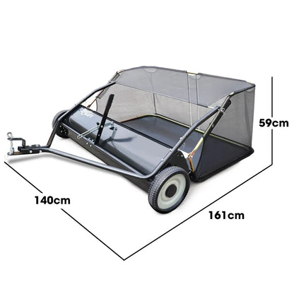 PlantCraft Lawn Sweeper 48" Wide, Tow Behind Leaf and Grass Clipping Collector, Universal Hitch for Ride on Mower, Garden Tractor - Mekamart Australia