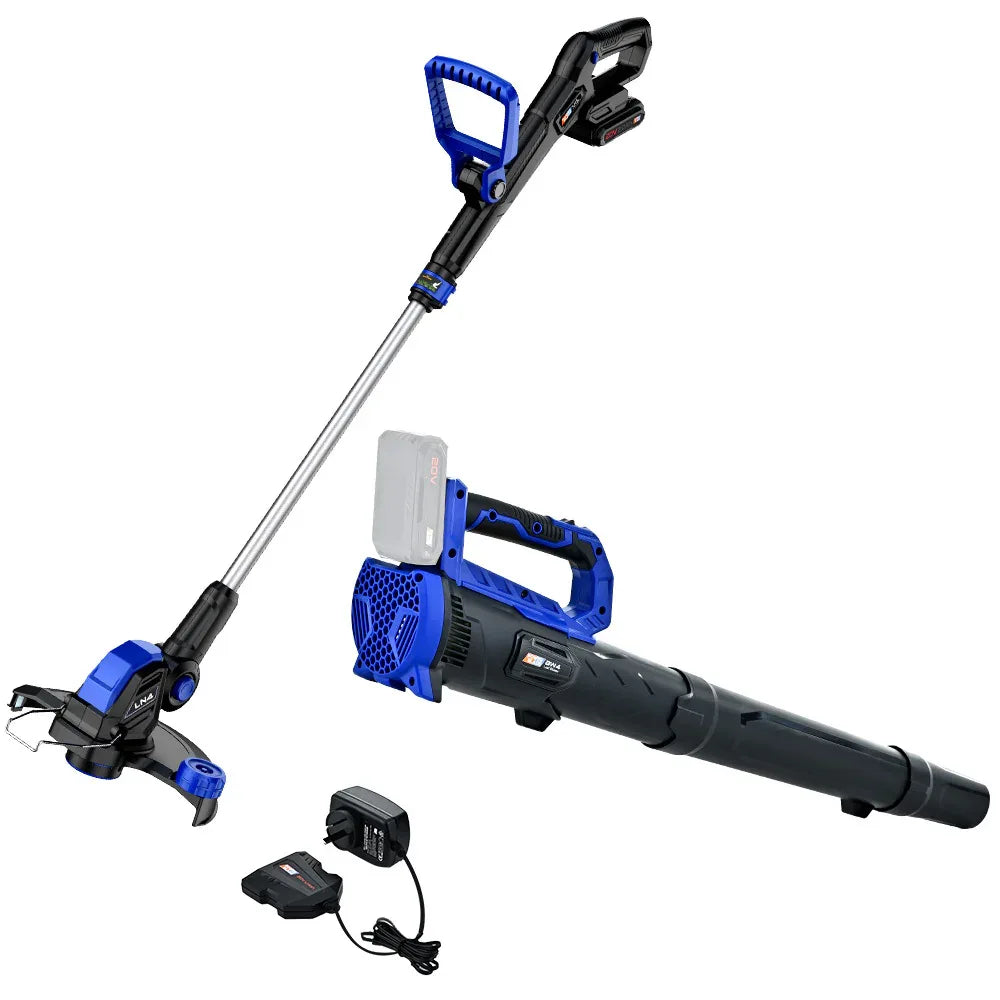 POWERBLADE 20V Leaf Blower & Line Trimmer / Edger Combo, Kit with 4.0Ah Battery & Fast Charger - Mekamart Australia