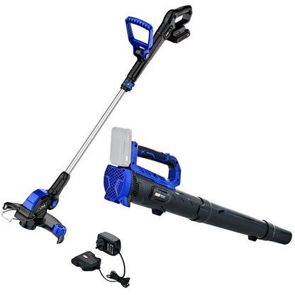 POWERBLADE 20V Leaf Blower & Line Trimmer / Edger Combo, Kit with 4.0Ah Battery & Fast Charger - Mekamart Australia