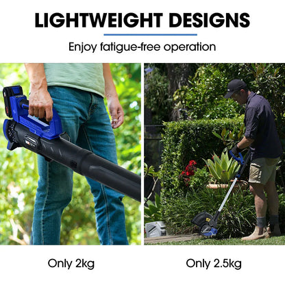 POWERBLADE 20V Leaf Blower & Line Trimmer / Edger Combo, Kit with 4.0Ah Battery & Fast Charger - Mekamart Australia