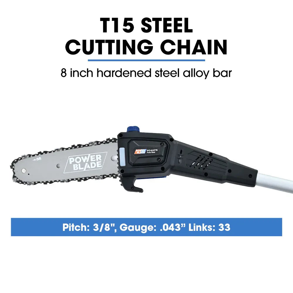 POWERBLADE 20V Cordless Pole Saw & Hedge Trimmer Combo, 8" Chainsaw Pruner & 20" Hedger, Telescopic Handle, Battery and Fast Charger Kit - Mekamart Australia