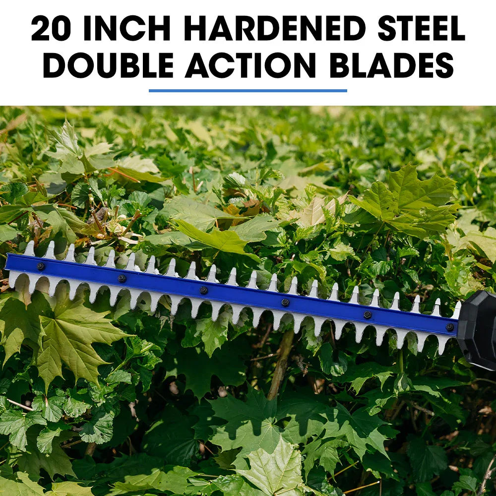 POWERBLADE 20V Cordless Pole Saw & Hedge Trimmer Combo, 8" Chainsaw Pruner & 20" Hedger, Telescopic Handle, Battery and Fast Charger Kit - Mekamart Australia
