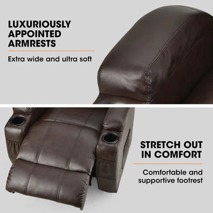 FORTIA Electric Massage Lift Recliner Chair Faux Leather 8 Point Massage Heating, Dark Crimson - Mekamart Australia