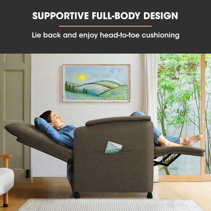 FORTIA Electric Armchair Recliner, Single Fabric Chair, Biege - Mekamart Australia