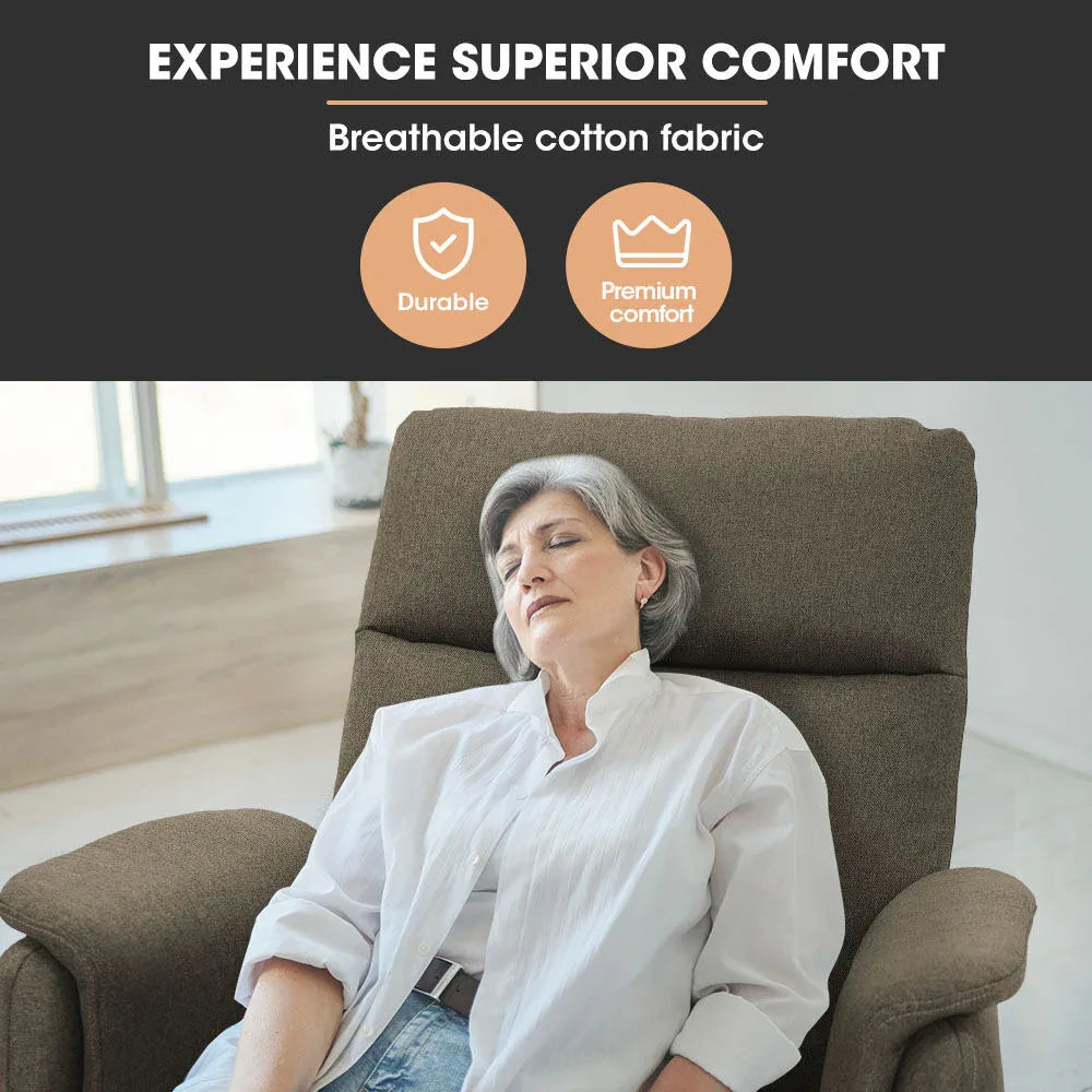 FORTIA Electric Armchair Recliner, Single Fabric Chair, Biege - Mekamart Australia
