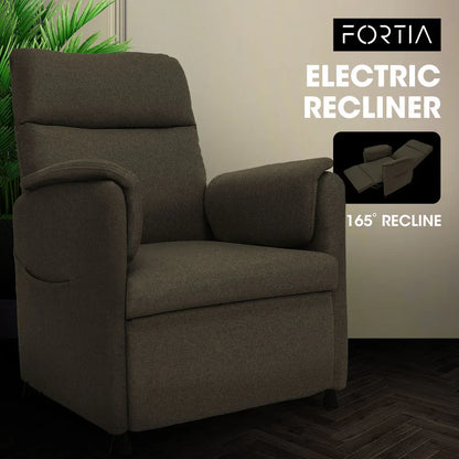 FORTIA Electric Armchair Recliner, Single Fabric Chair, Biege - Mekamart Australia