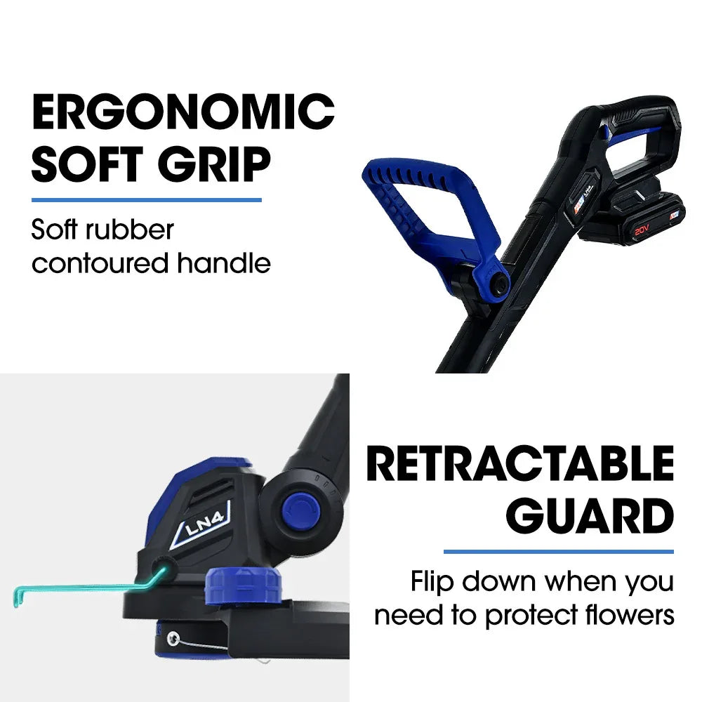 POWERBLADE LN4 20V Cordless Electric Line Trimmer & Garden Edger Kit, with Battery and Fast Charger - Mekamart Australia