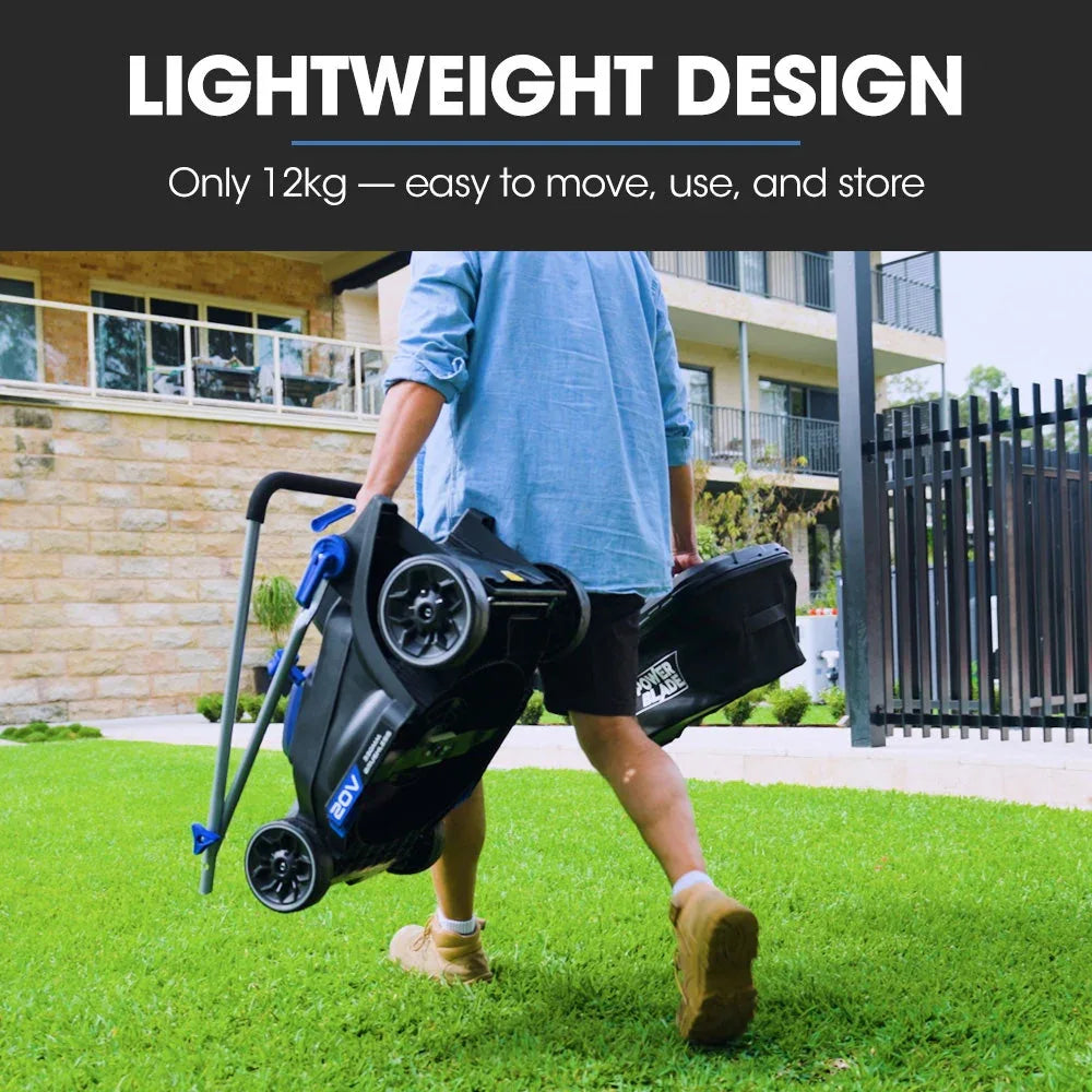POWERBLADE 350CX 20V 13" Cordless Lawn Mower Kit, Fast Charger, 4Ah Battery, 5 Height, Brushless Electric, 330mm Cutting Path - Mekamart Australia
