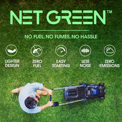 POWERBLADE 350CX 20V 13" Cordless Lawn Mower Kit, Fast Charger, 4Ah Battery, 5 Height, Brushless Electric, 330mm Cutting Path - Mekamart Australia