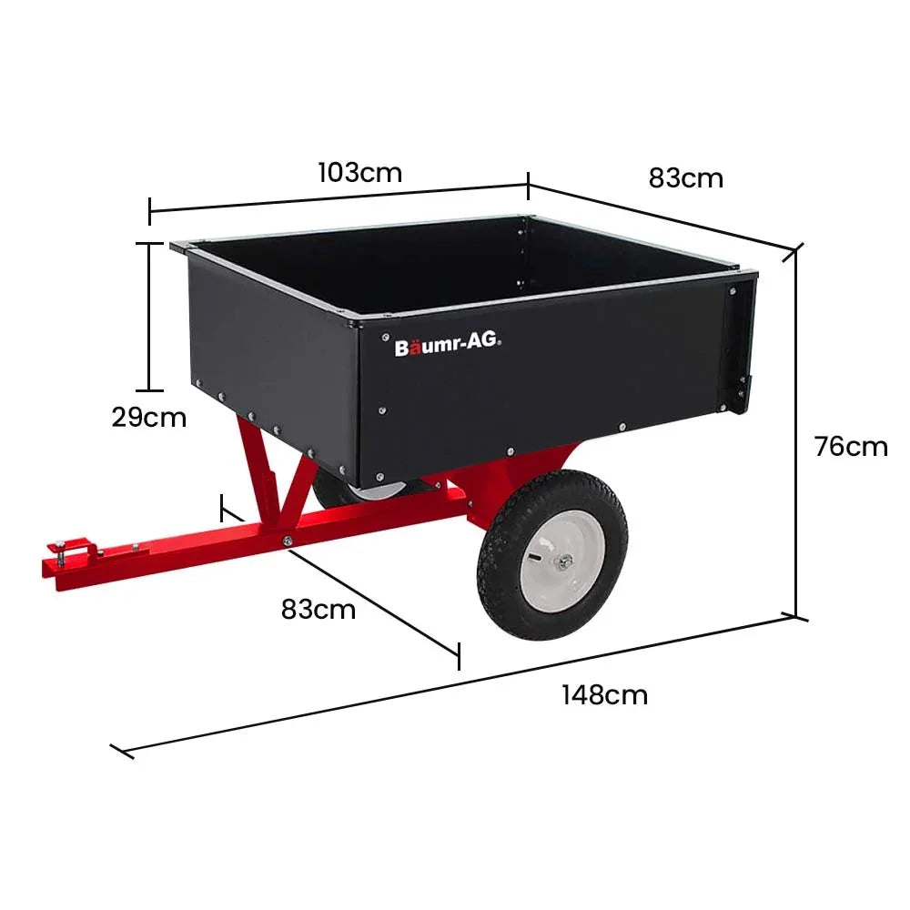 BAUMR-AG 270kg Capacity Metal Dump Cart, for Ride on Mower - Mekamart Australia