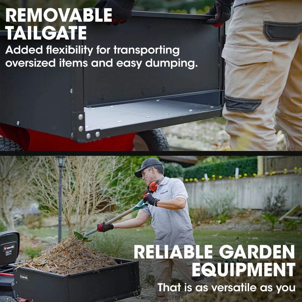 BAUMR-AG 270kg Capacity Metal Dump Cart, for Ride on Mower - Mekamart Australia