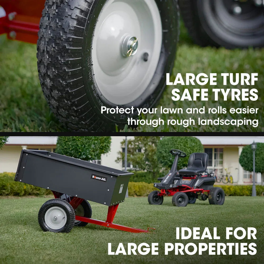 BAUMR-AG 270kg Capacity Metal Dump Cart, for Ride on Mower - Mekamart Australia