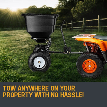 PLANTCRAFT Tow Behind Broadcast Spreader 90kg 105L Seed Fertiliser Tow Rotary - Mekamart Australia