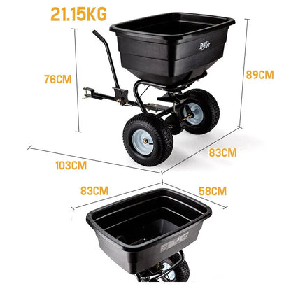 PLANTCRAFT Tow Behind Broadcast Spreader 90kg 105L Seed Fertiliser Tow Rotary - Mekamart Australia
