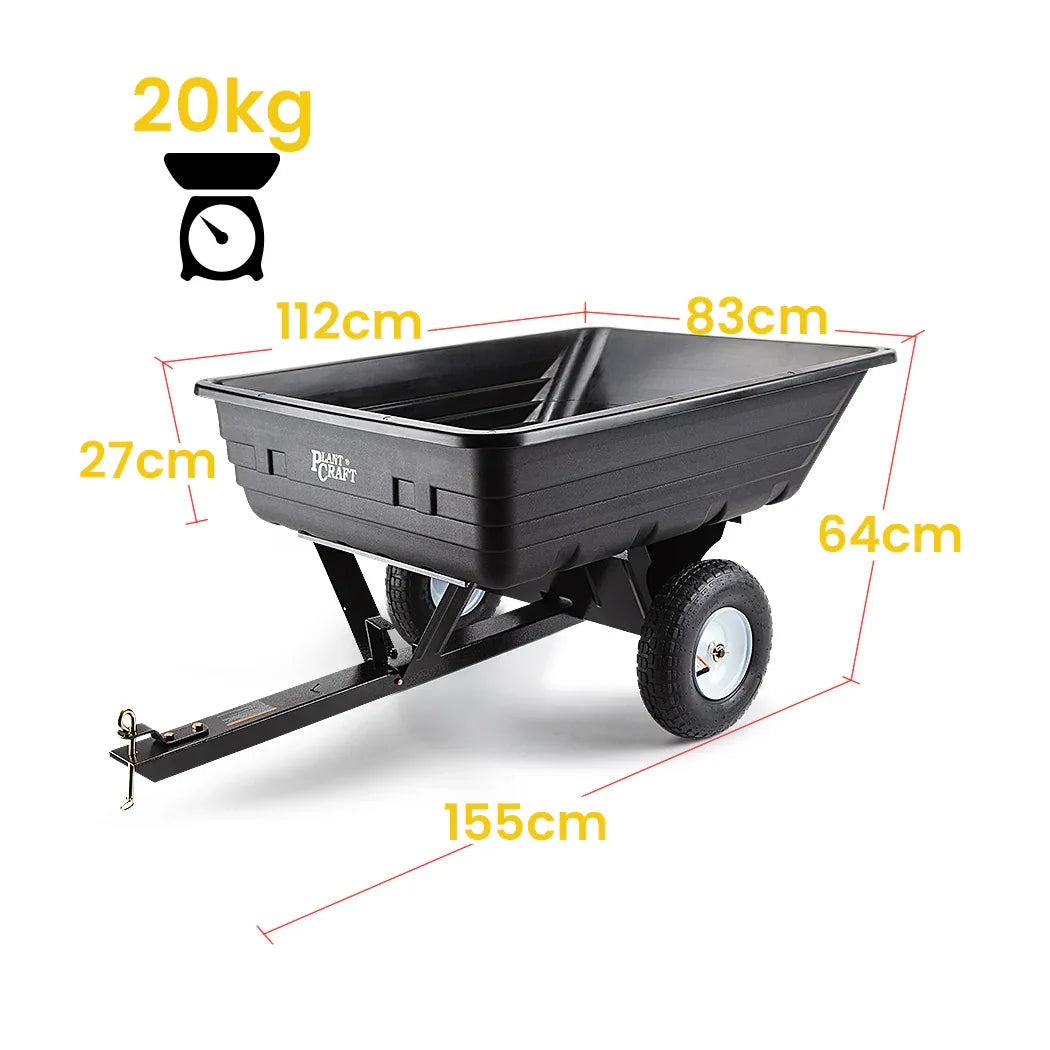 PLANTCRAFT 400LBS Poly Dump Cart Garden Tip Trailer Tray Tow Quad ATV Ride - Mekamart Australia