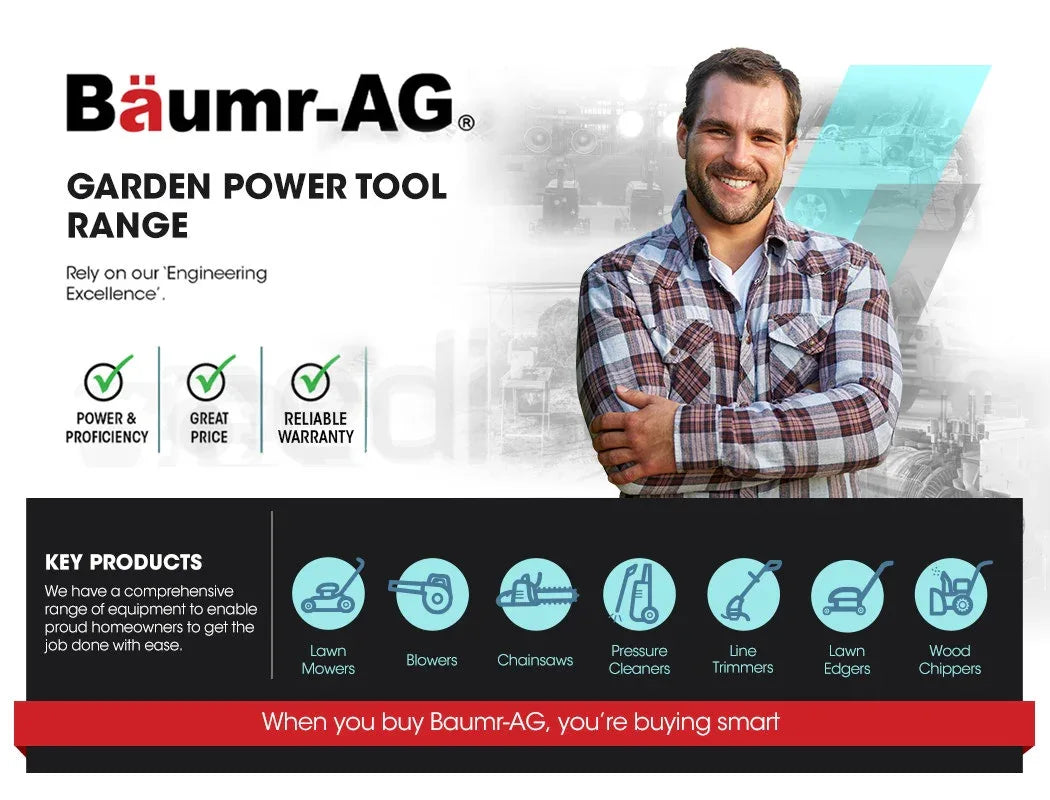 Baumr-AG 31CC Lawn Edger Petrol 4 Stroke Garden Grass Weed Trimmer Blade Cutting - Mekamart Australia
