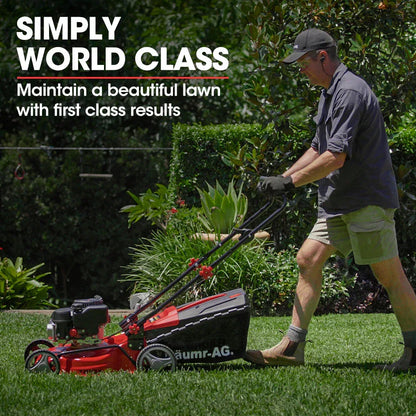 Baumr-AG Lawn Mower 139CC 17 Petrol Push Lawnmower 4-Stroke Engine Catch - Mekamart Australia