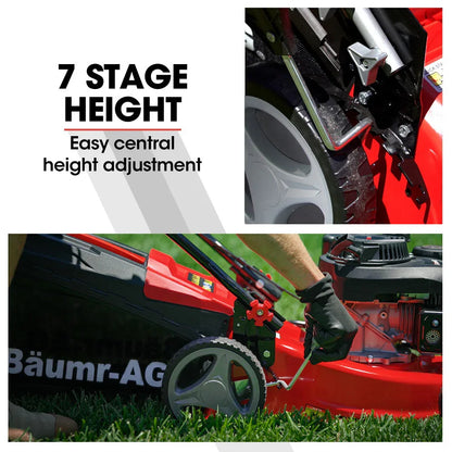 Baumr-AG Lawn Mower 139CC 17 Petrol Push Lawnmower 4-Stroke Engine Catch - Mekamart Australia