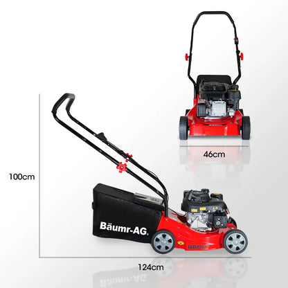 Baumr-AG 139cc Lawn Mower 4-Stroke 16 Inch Petrol Lawnmower Hand Push Engine 35L Catcher - Mekamart Australia