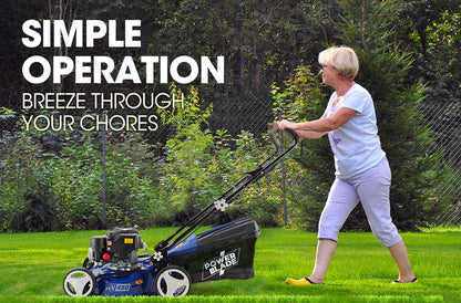 POWERBLADE Lawn Mower 139CC 17 - Petrol Powered Push Lawnmower 4 Stroke Engine - Mekamart Australia