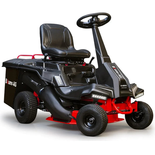 BAUMR-AG 24" Ride On Lawn Mower, Lithium Electric Start System, 6HP 224cc, 5 Cut Heights, Catcher and Mulch Kit - Mekamart Australia