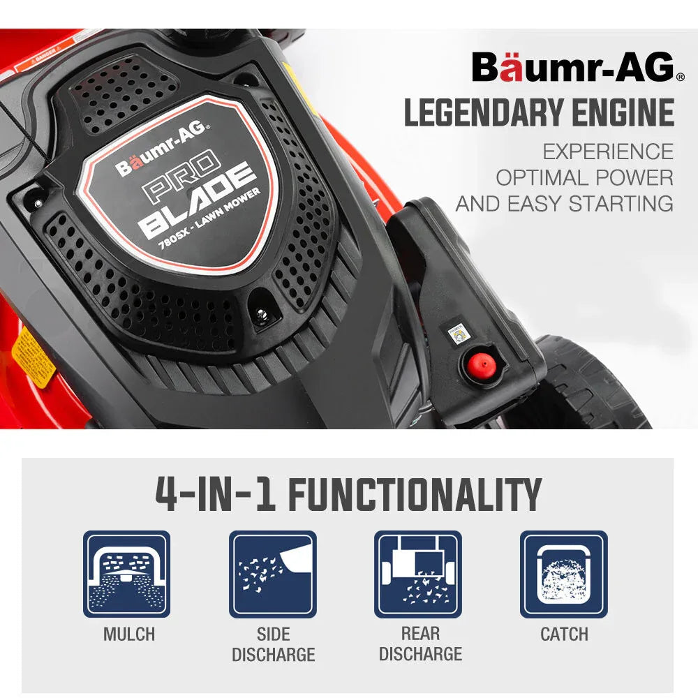 Baumr-AG Lawn Mower 18 220cc Petrol Self-Propelled Push Lawnmower 4-Stroke - Mekamart Australia
