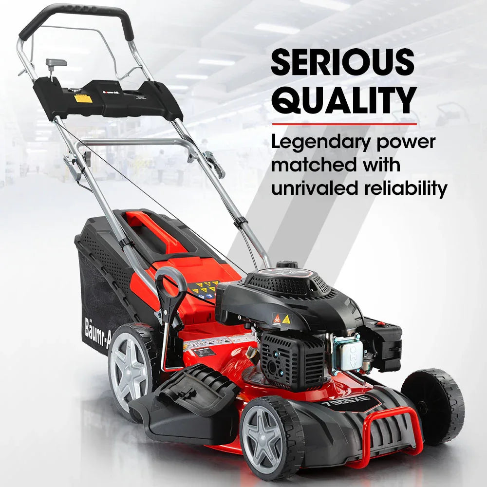 BAUMR-AG 18" 224cc Electric Start Self Propelled Lawn Mower, 7 Height, Steel Deck, 6HP, 4-Stroke Petrol Lawnmower - 790SXe - Mekamart Australia