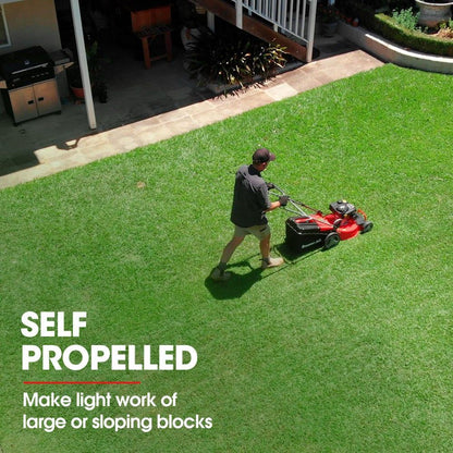 BAUMR-AG 18" 150cc Self Propelled Lawn Mower, 7 Height, Steel Deck, Cup Holders, 4-Stroke Petrol Lawnmower - 740SX - Mekamart Australia
