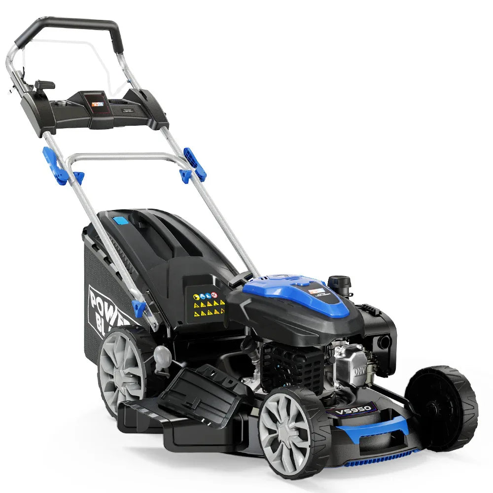 POWERBLADE 20" 200cc Self-Propelled Lawn Mower, Electric Start, 7 Height, Steel Deck, Deck Wash Port, OHV 4-Stroke Petrol - VS950 - Mekamart Australia