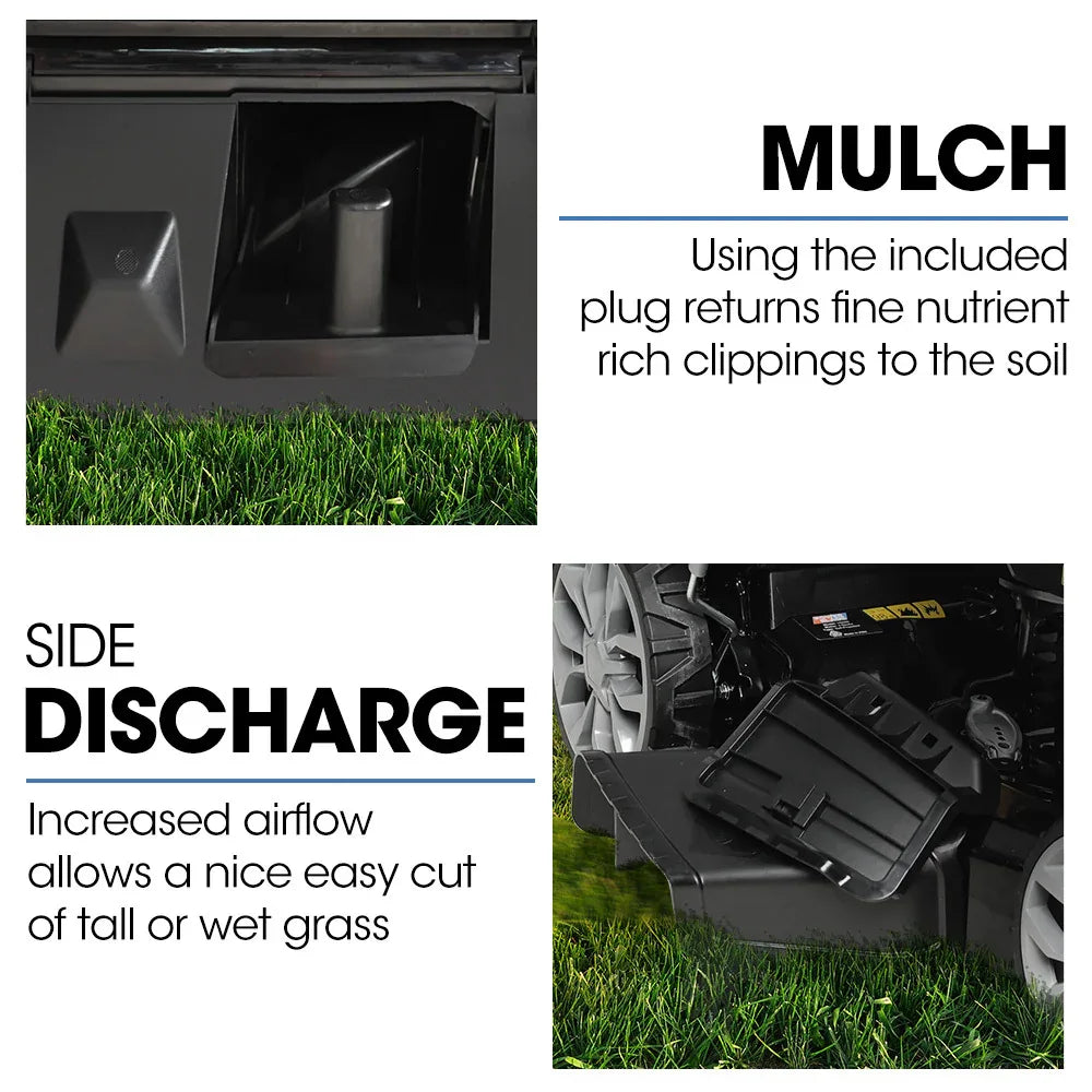 POWERBLADE 20" 200cc Self-Propelled Lawn Mower, Electric Start, 7 Height, Steel Deck, Deck Wash Port, OHV 4-Stroke Petrol - VS950 - Mekamart Australia