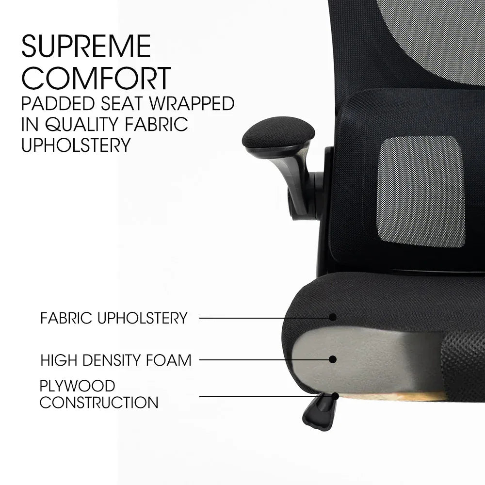 FORTIA Ergonomic Office Desk Chair, Lumbar Support, Mesh Fabric, Adjustable Headrest, Retractable Armrests, Black - Mekamart Australia