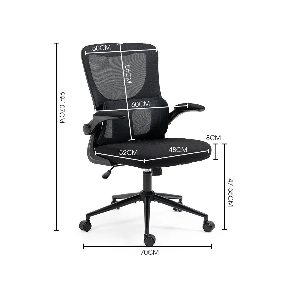 FORTIA Ergonomic Mesh Office Chair Computer Seat Adjustable Recline, Black - Mekamart Australia
