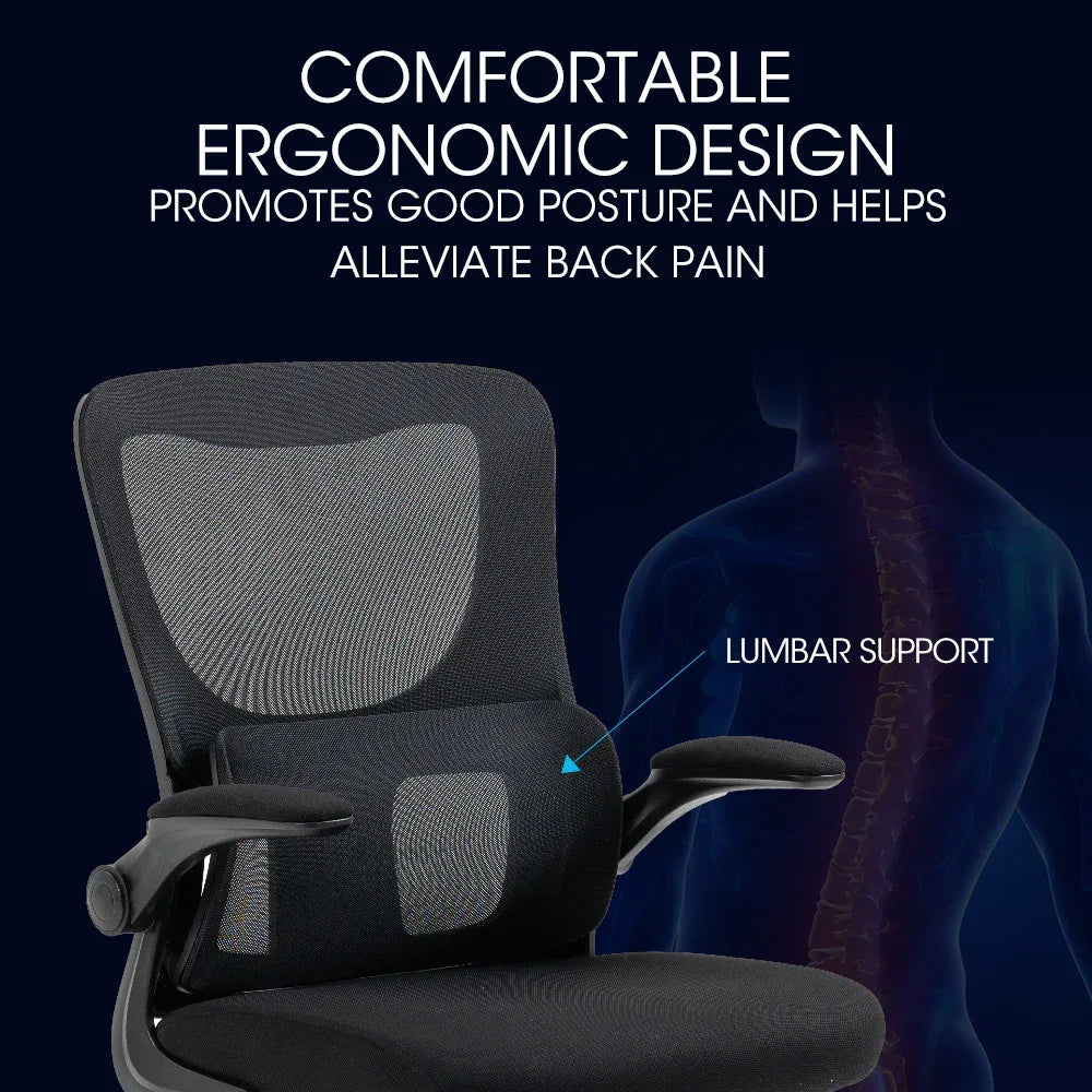 FORTIA Ergonomic Mesh Office Chair Computer Seat Adjustable Recline, Black - Mekamart Australia