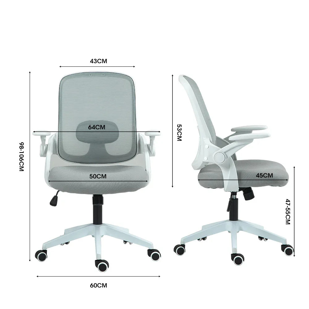 Fortia Ergonomic Office Desk Chair, Coolmesh Fabric, Adjustable Recline, Grey Mesh/White Frame - Mekamart Australia