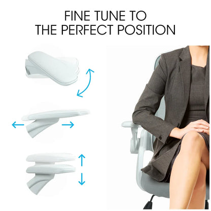 Fortia Ergonomic Office Desk Chair, Coolmesh Fabric, Adjustable Recline, Grey Mesh/White Frame - Mekamart Australia