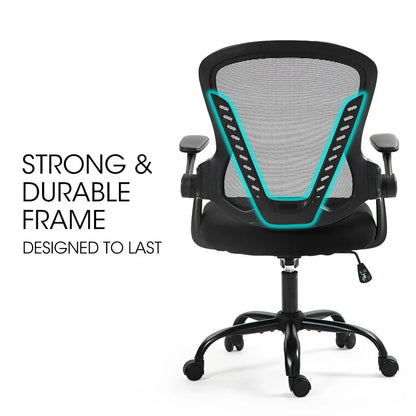 FORTIA Ergonomic Office Desk Chair, Coolmesh Fabric, Adjustable Recline, Black Mesh/Black Frame - Mekamart Australia