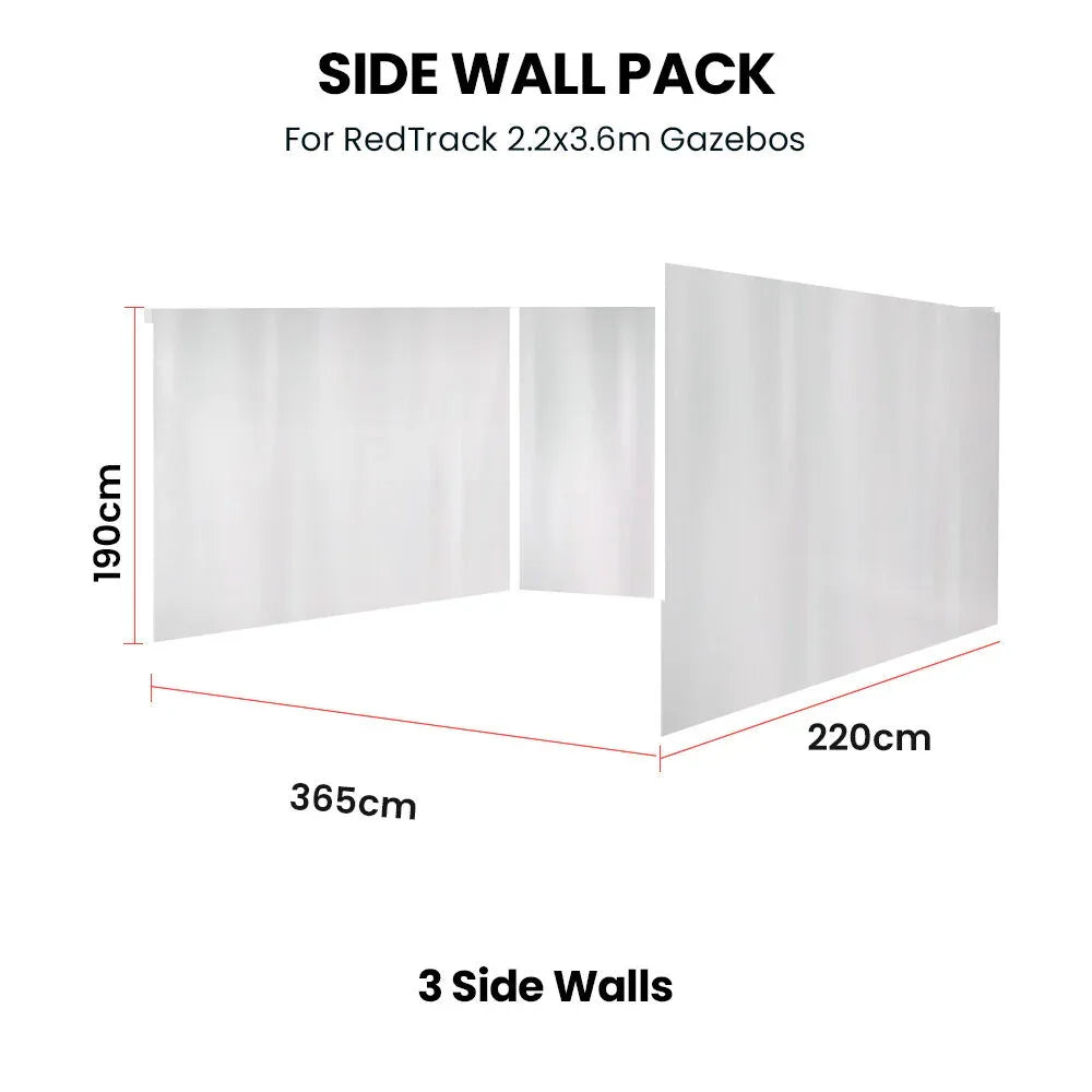 RED TRACK 3x Side Walls for 2.2x3.6m Gazebo, White - Mekamart Australia