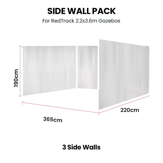 RED TRACK 3x Side Walls for 2.2x3.6m Gazebo, White - Mekamart Australia