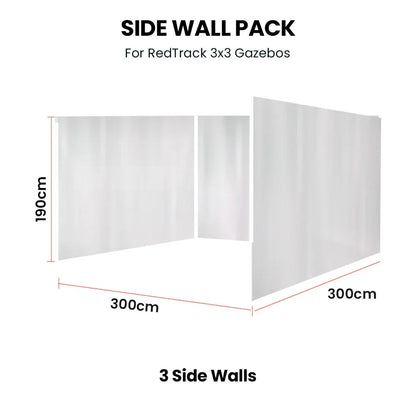 RED TRACK 3x Side Walls for 3x3m Gazebo, White - Mekamart Australia
