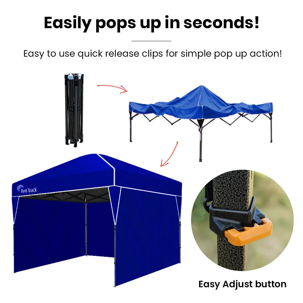 RED TRACK 3.6x2.2m Ultra Compact Folding Gazebo, Walls, Carry bag, Portable Outdoor Popup Marquee for Camping Beach, Navy Blue - Mekamart Australia