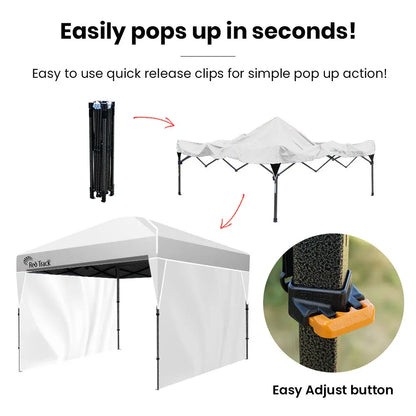 RED TRACK 3.6x2.2m Ultra Compact Folding Gazebo, Walls, Carry bag, Portable Outdoor Popup Marquee for Camping Beach, White - Mekamart Australia