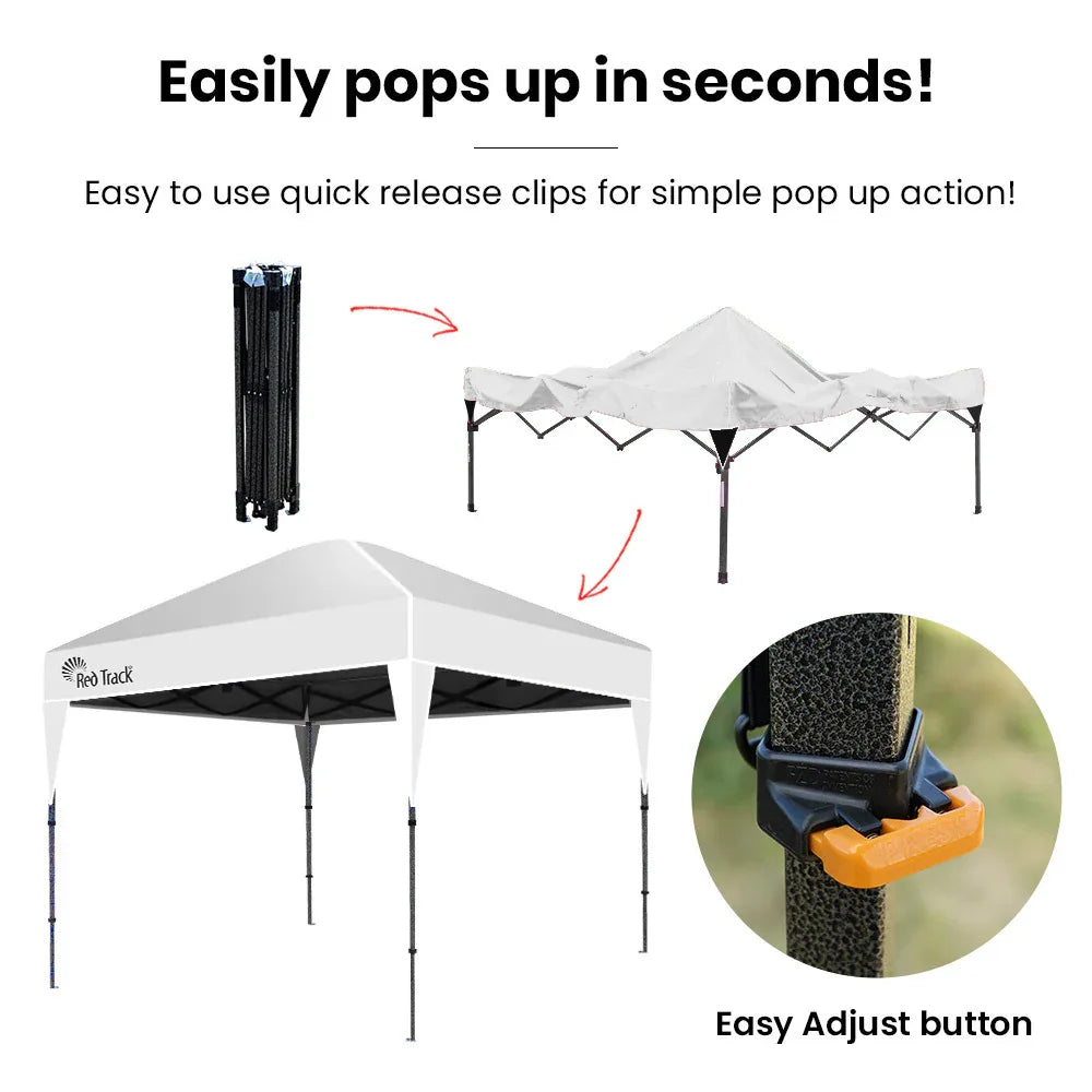 RED TRACK 3x3m Ultra Compact Folding Gazebo, Carry bag, Portable Outdoor Popup Marquee for Camping Beach, White - Mekamart Australia