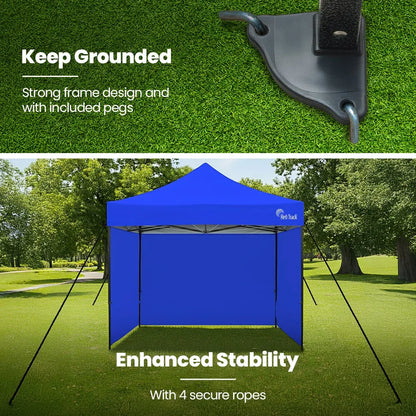 RED TRACK 3x3m Premium Pop Up Gazebo Marquee, Patented Steel Cable Canopy Support System, Wheeled Carry Bag, Side Walls, UV Block, Reinforced Frame, Blue - Mekamart Australia