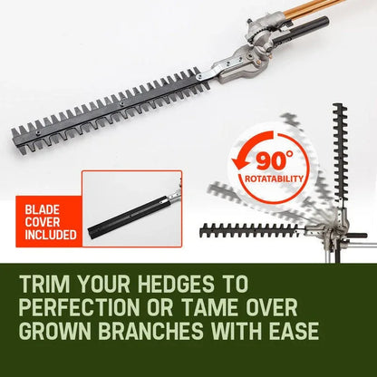 BAUMR-AG 65cc 7in1 Long Reach Garden Multi-tool, Pole Saw, Hedge & Line Trimmer, Brush Cutter, 12" Tree Trimming Pruning Chainsaw Bar, 2 Extension Shafts - Mekamart Australia