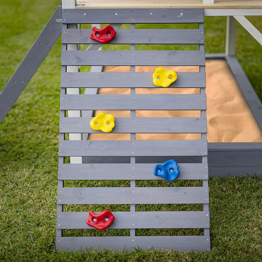 ROVO KIDS Wooden Tower Cubby House with Slide, Sandpit, Climbing Wall, Noughts & Crosses - Mekamart Australia