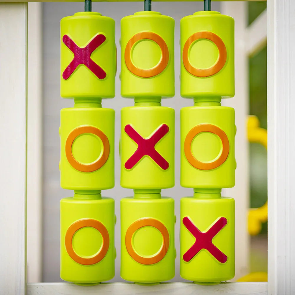 ROVO KIDS Wooden Tower Cubby House with Slide, Sandpit, Climbing Wall, Noughts & Crosses - Mekamart Australia